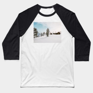 White Winter - Snow-Covered Cabin and Landscape in Scandinavia Baseball T-Shirt